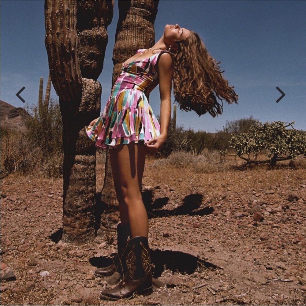 Vanessa Mooney The Elizabeth Romper Dress—Abstract Paint art to wear woman’s S